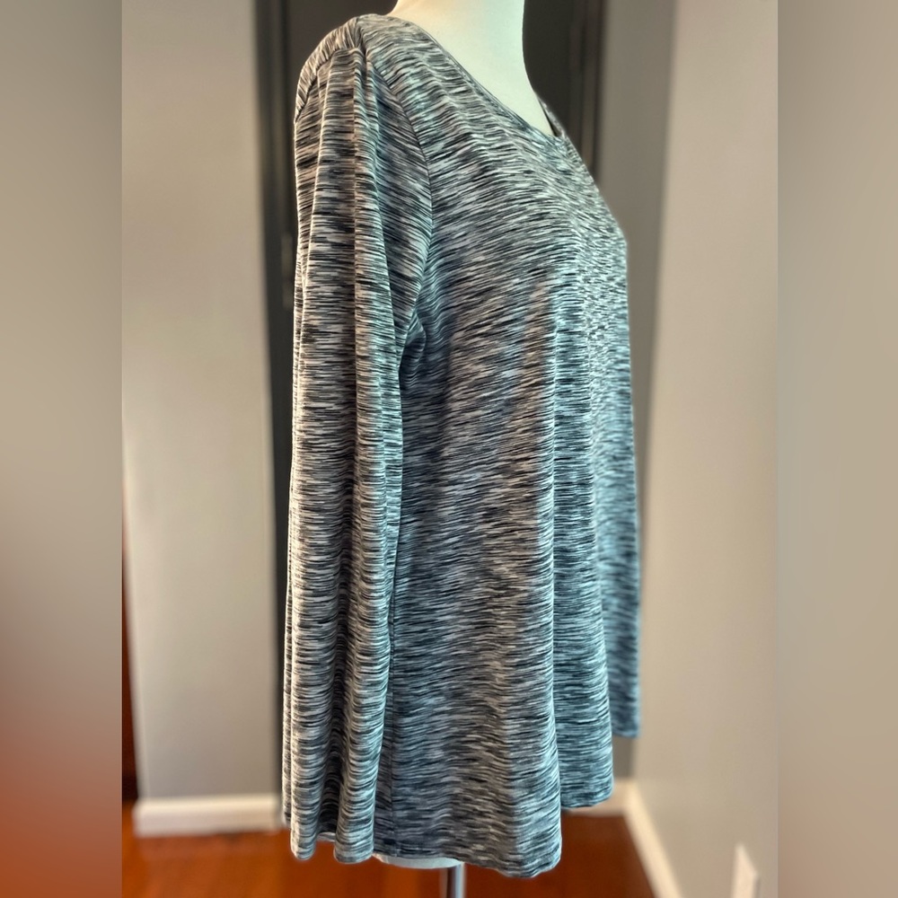 Pure Jill Women's Cotton Gray Marbled Long Sleeve Comfy Tee Tunic Top - Picture 3 of 10